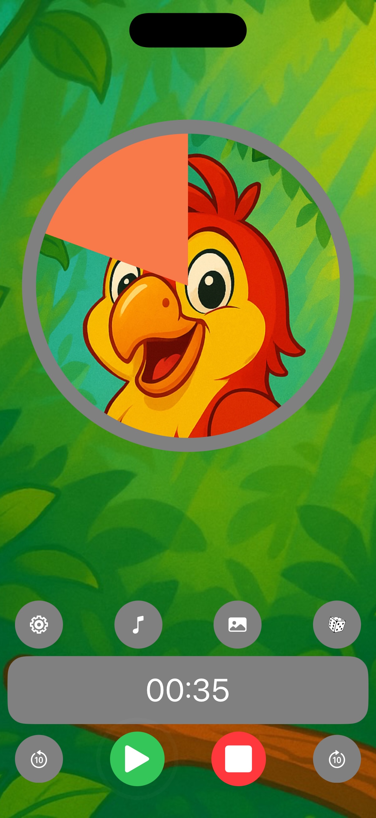 Kids visual countdown timer screenshot: choosing from 200 pictures designed for children