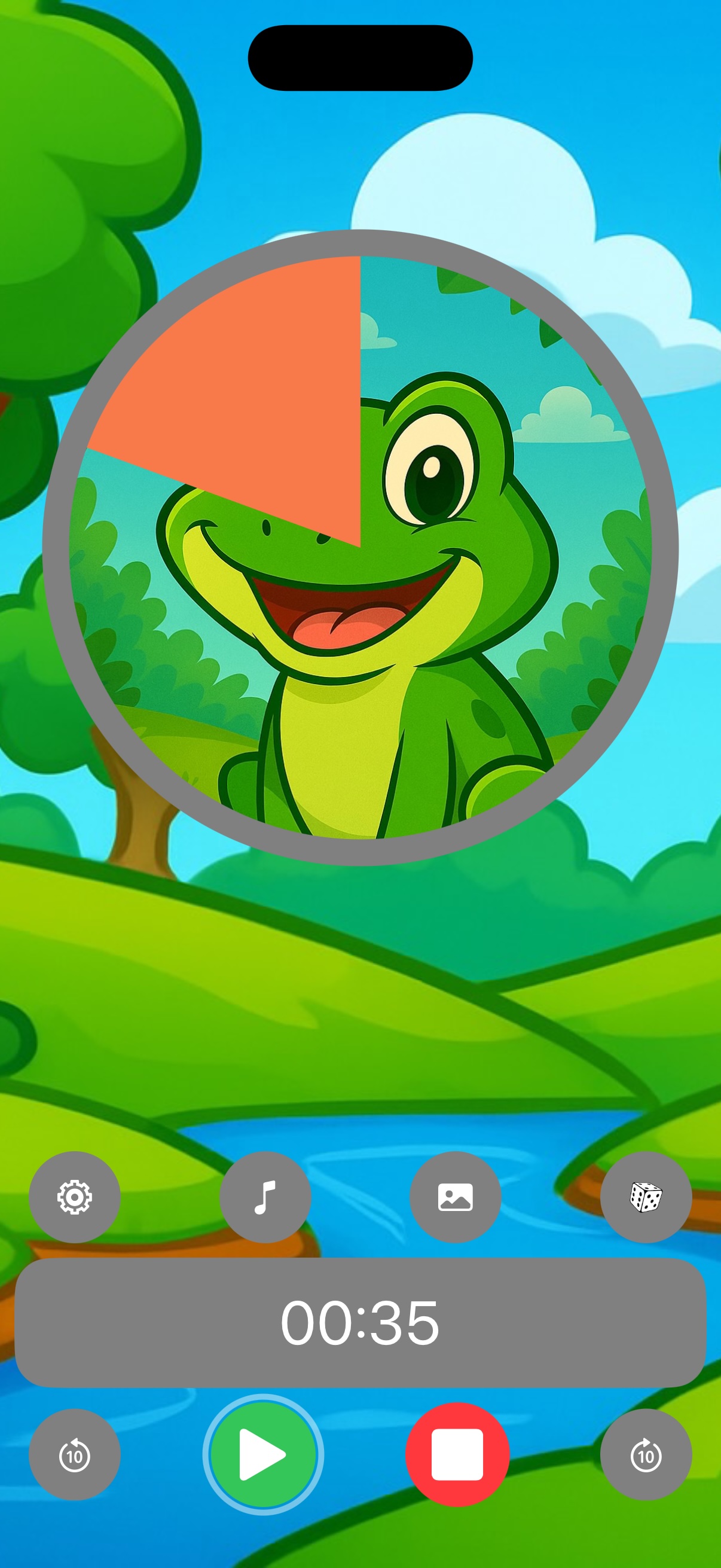 Countdown timer for kids screenshot: celebration when time is up
